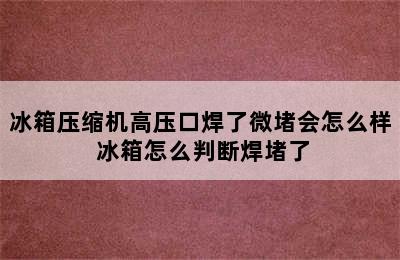 冰箱压缩机高压口焊了微堵会怎么样 冰箱怎么判断焊堵了